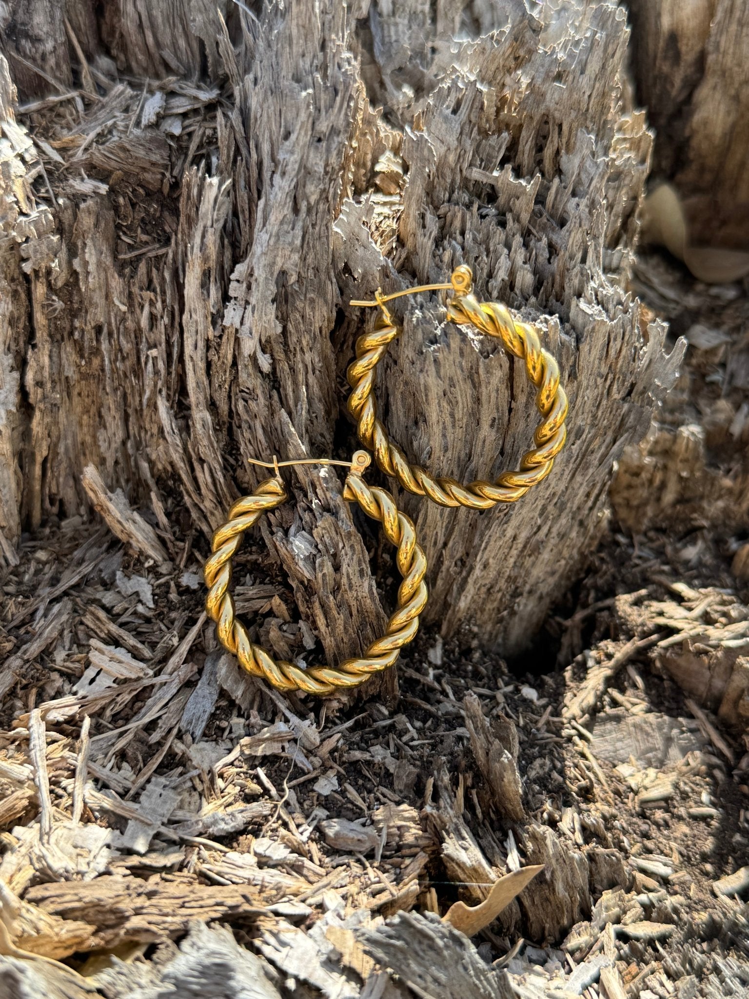 Gold Plated Twisted Hoop Earrings