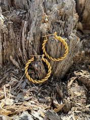 Gold Plated Twisted Hoop Earrings