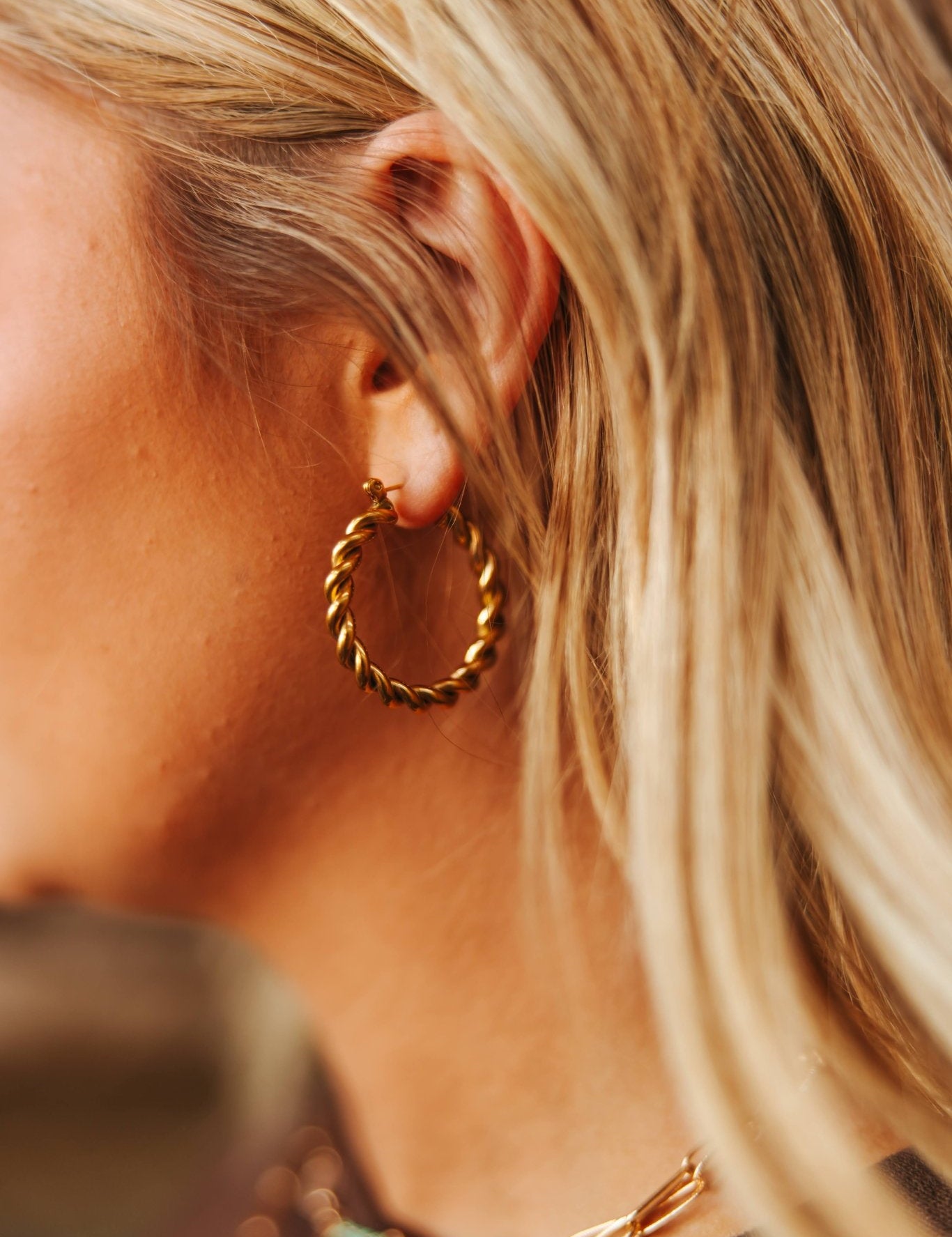 Gold Plated Twisted Hoop Earrings