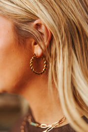 Gold Plated Twisted Hoop Earrings