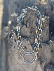 Gold Plated Twisted Rope Paperclip Chain NecklaceSilver18"