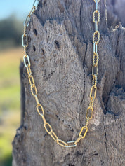Gold Plated Twisted Rope Paperclip Necklace