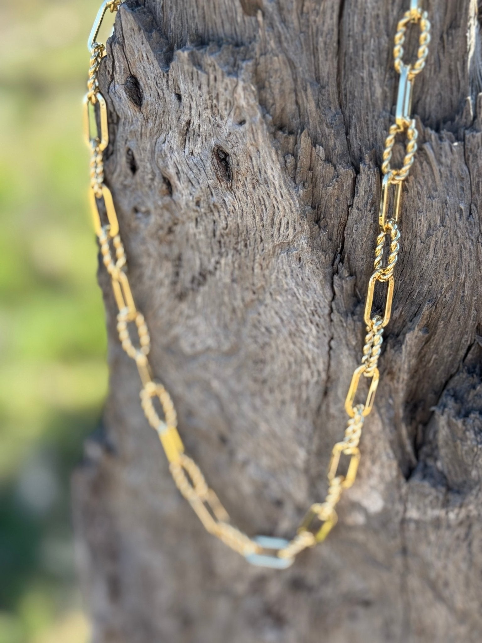 Gold Plated Twisted Rope Paperclip Necklace
