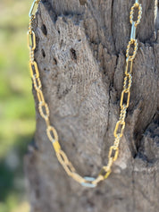 Gold Plated Twisted Rope Paperclip Necklace