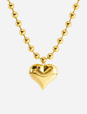Gold Puff Heart Necklace