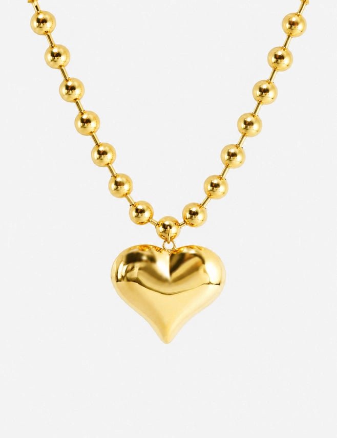 Gold Puff Heart Necklace