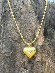 Gold Puff Heart Necklace