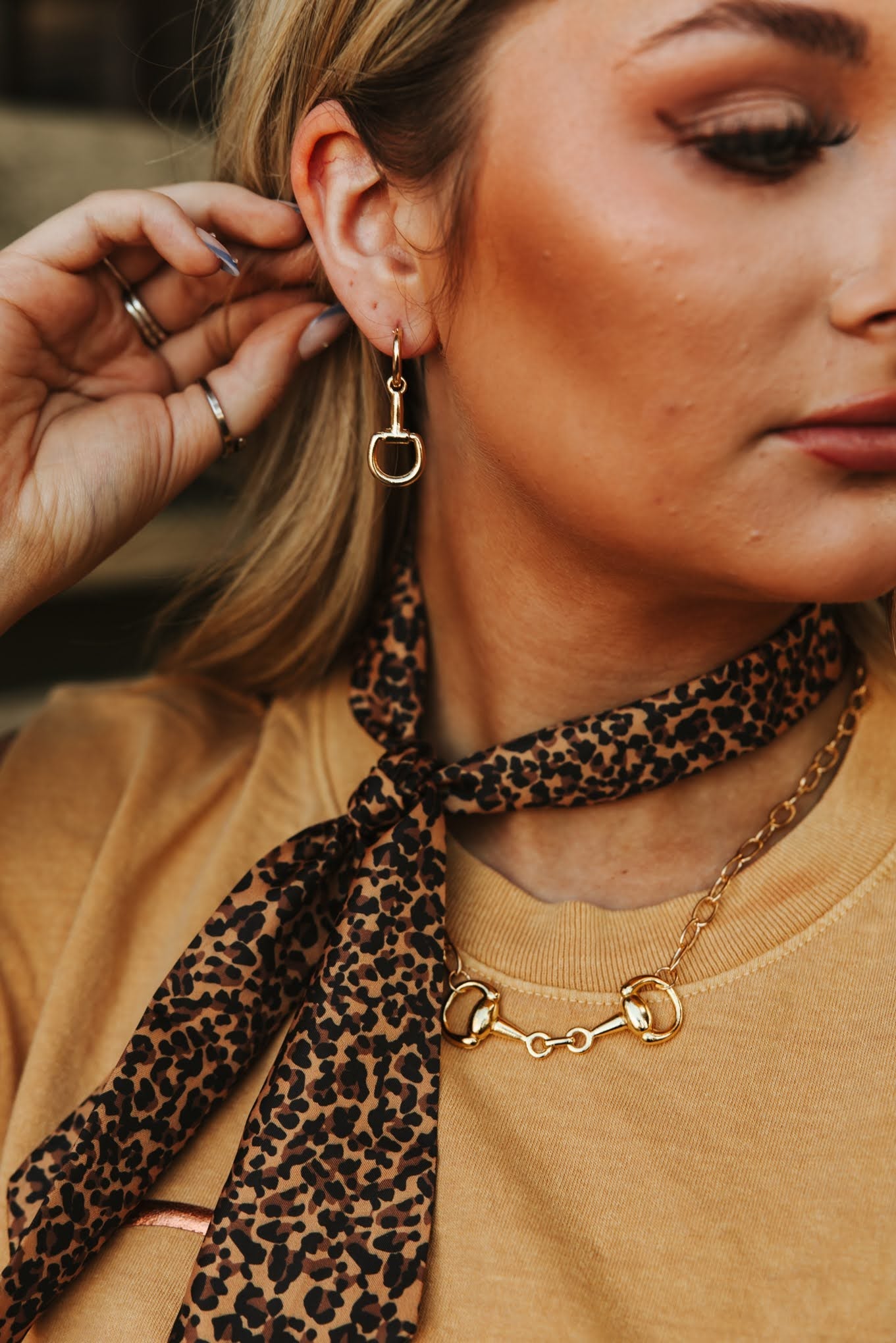 Gold Snaffle Bit Dangle Earrings