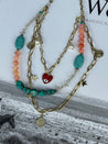 Gold Turquoise Boho Charm Layered Necklace