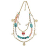 Gold Turquoise Boho Charm Layered Necklace
