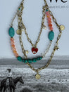 Gold Turquoise Boho Charm Layered Necklace