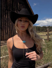 Gold Turquoise Charm Bolo Necklace