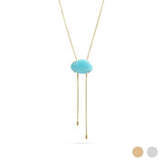 Gold Turquoise Charm Bolo Necklace