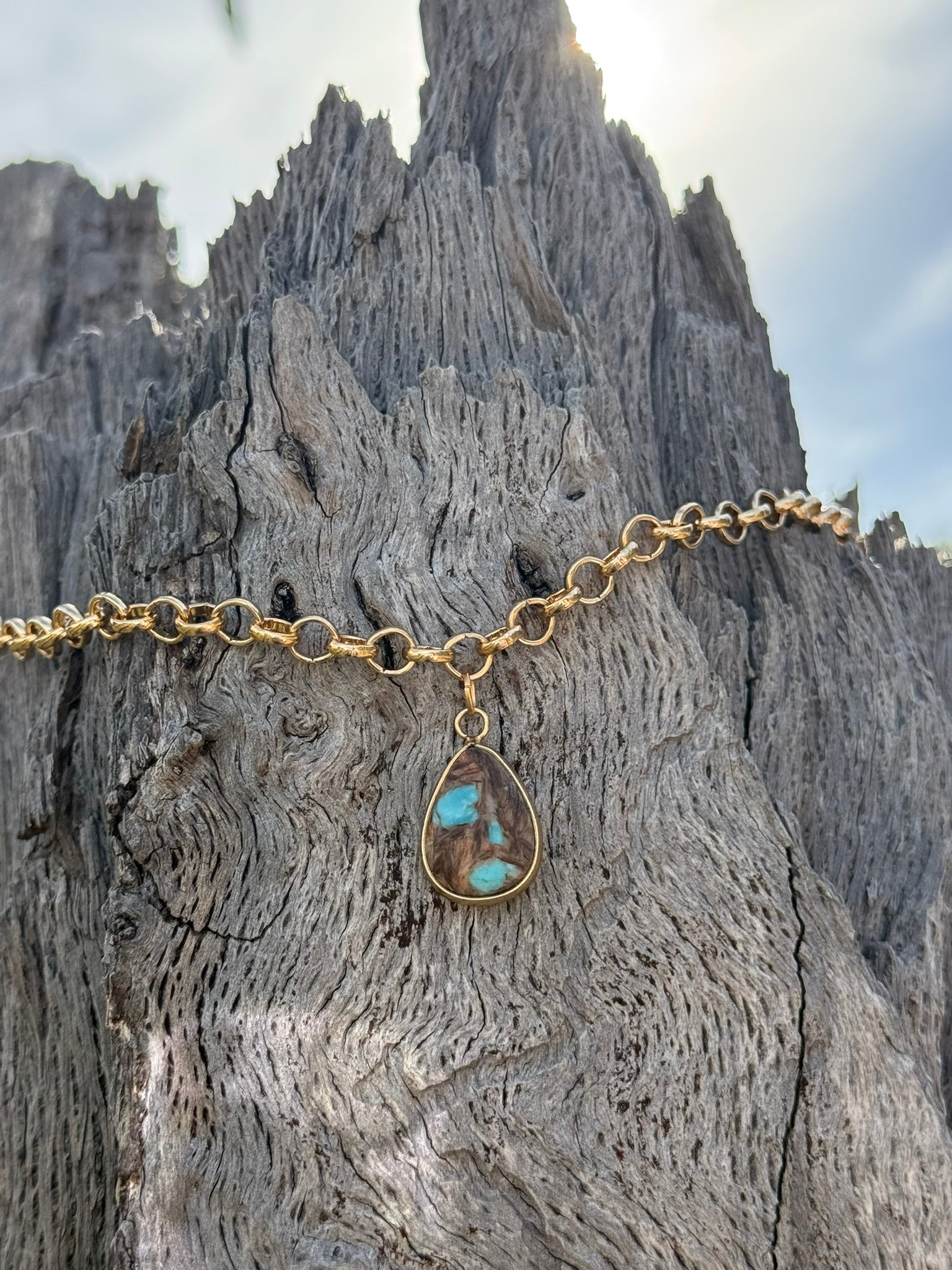 Golden Desert Mirage Teardrop Necklace