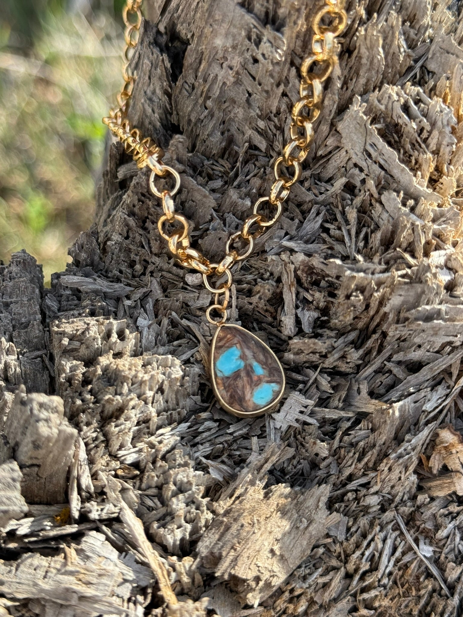 Golden Desert Mirage Teardrop Necklace