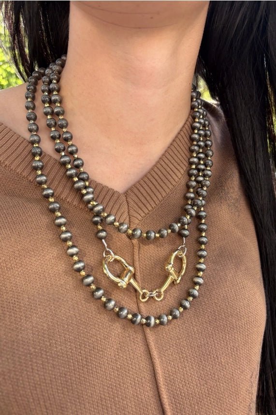 Golden Snaffle Bit Beaded Necklace