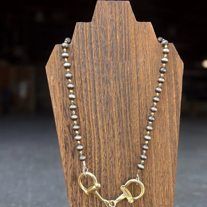 Golden Snaffle Bit Beaded Necklace