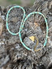 Golden Turquoise Trail Heishi Beaded Necklace