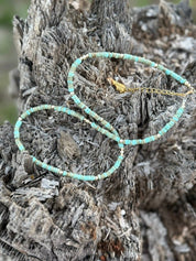 Golden Turquoise Trail Heishi Beaded Necklace