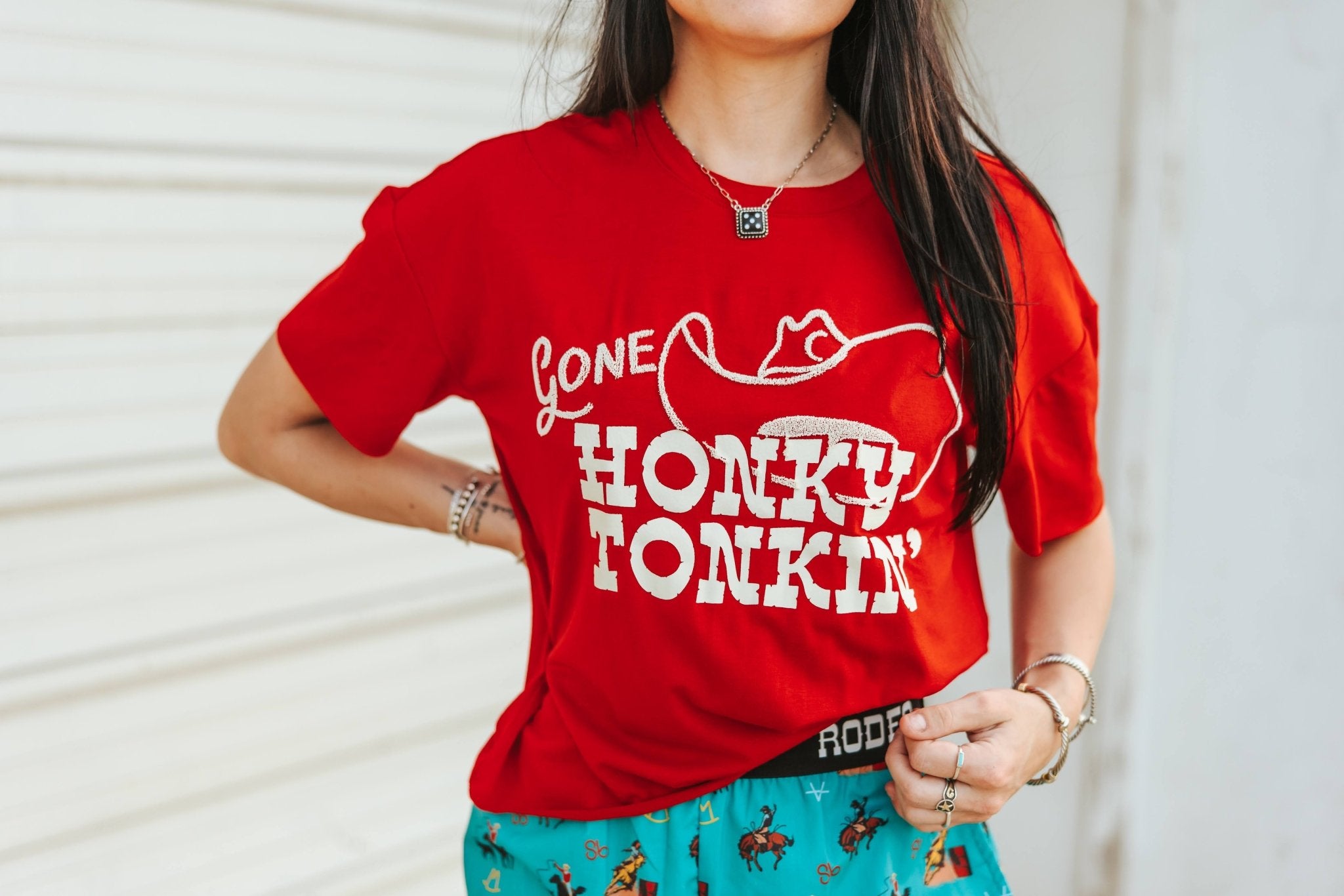 Gone Honky Tonkin Embroidered Graphic TeeS