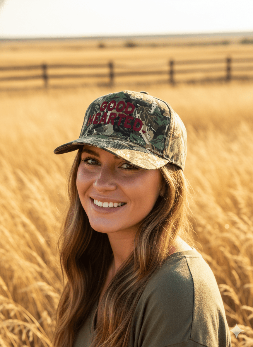 Good Hearted Camo Embroidered Trucker Hat