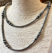 Graduated Hematite Pearls Layered Necklace