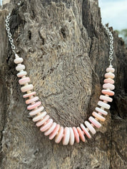 Graduated Pink Conch Chain Necklace