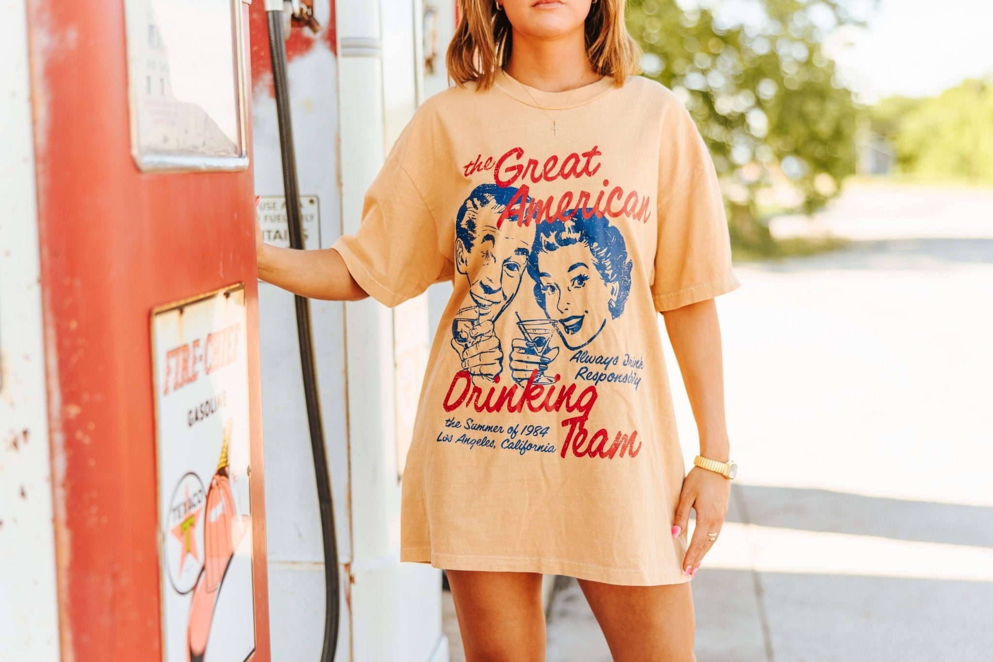 Great American Drinking Team Oversized Graphic TeeXS/S