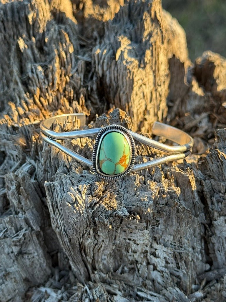 Green Oval Turquoise Cuff Bracelet