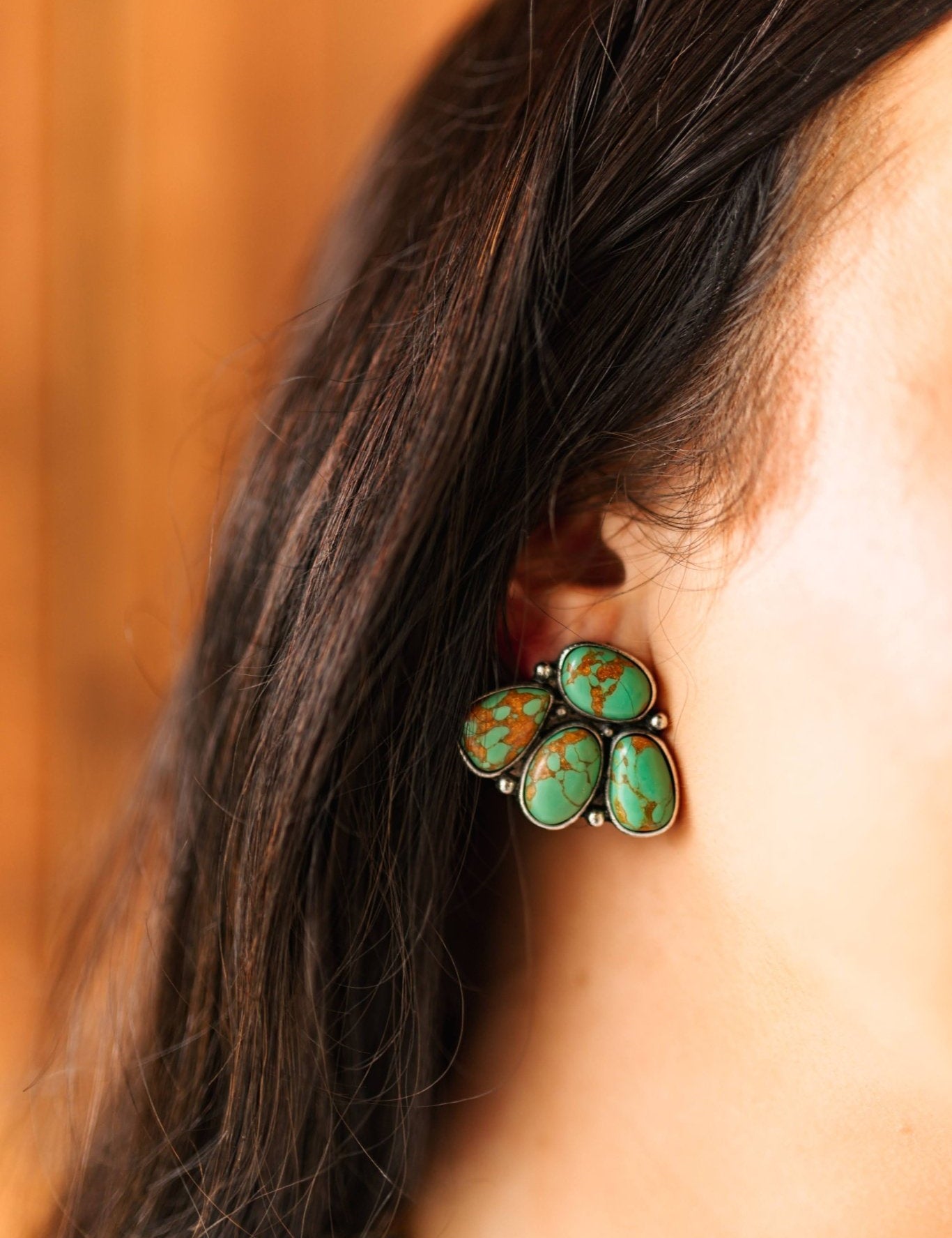 Green Turquoise Western Earrings