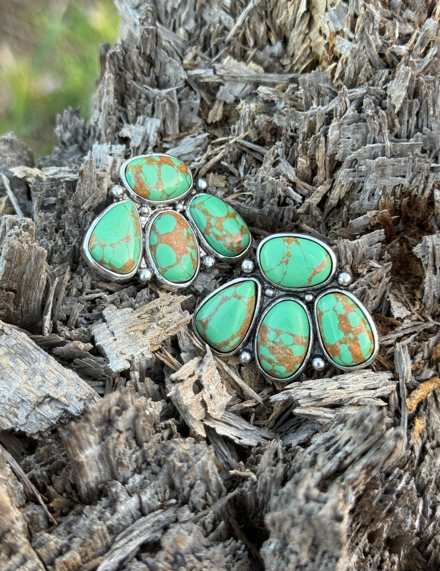 Green Turquoise Western Earrings