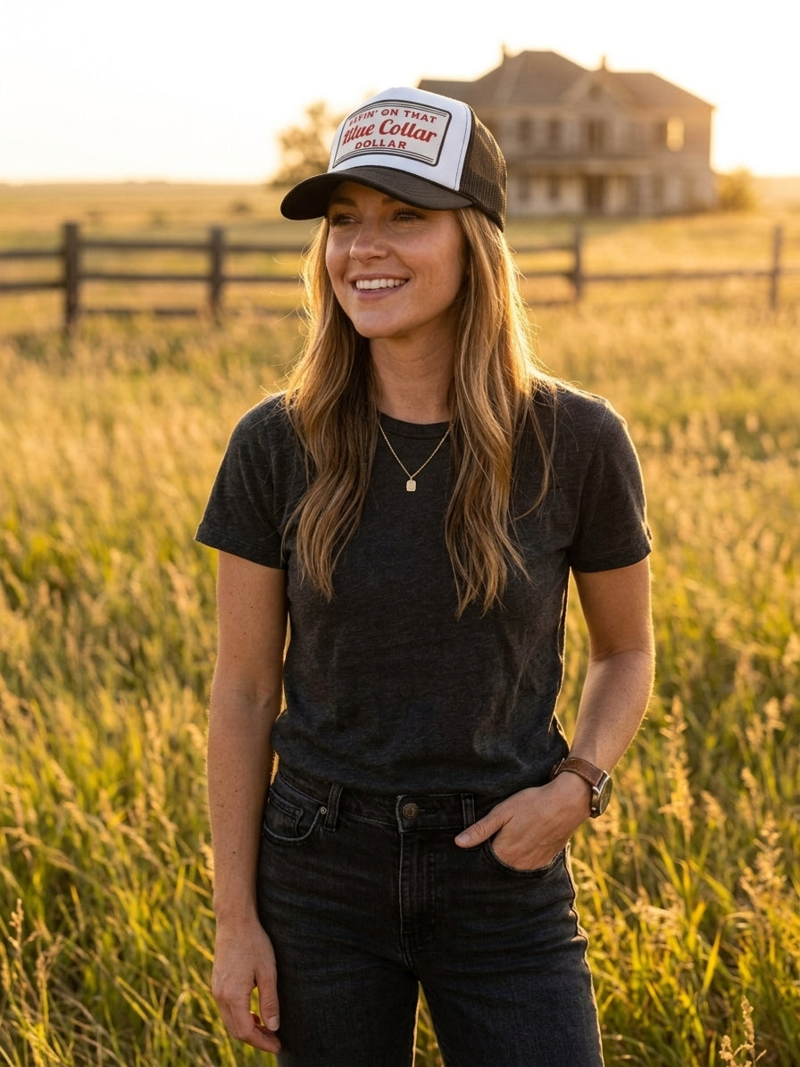 Livin' On That Blue Collar Dollar Trucker Hat