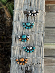 Half Cluster Authentic Stones Chain NecklaceSpiny Oyster
