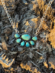 Half Cluster Authentic Stones Chain NecklaceTurquoise