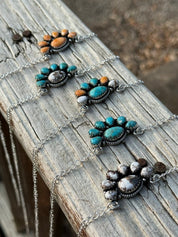 Half Cluster Authentic Stones Chain NecklaceSpiny Oyster
