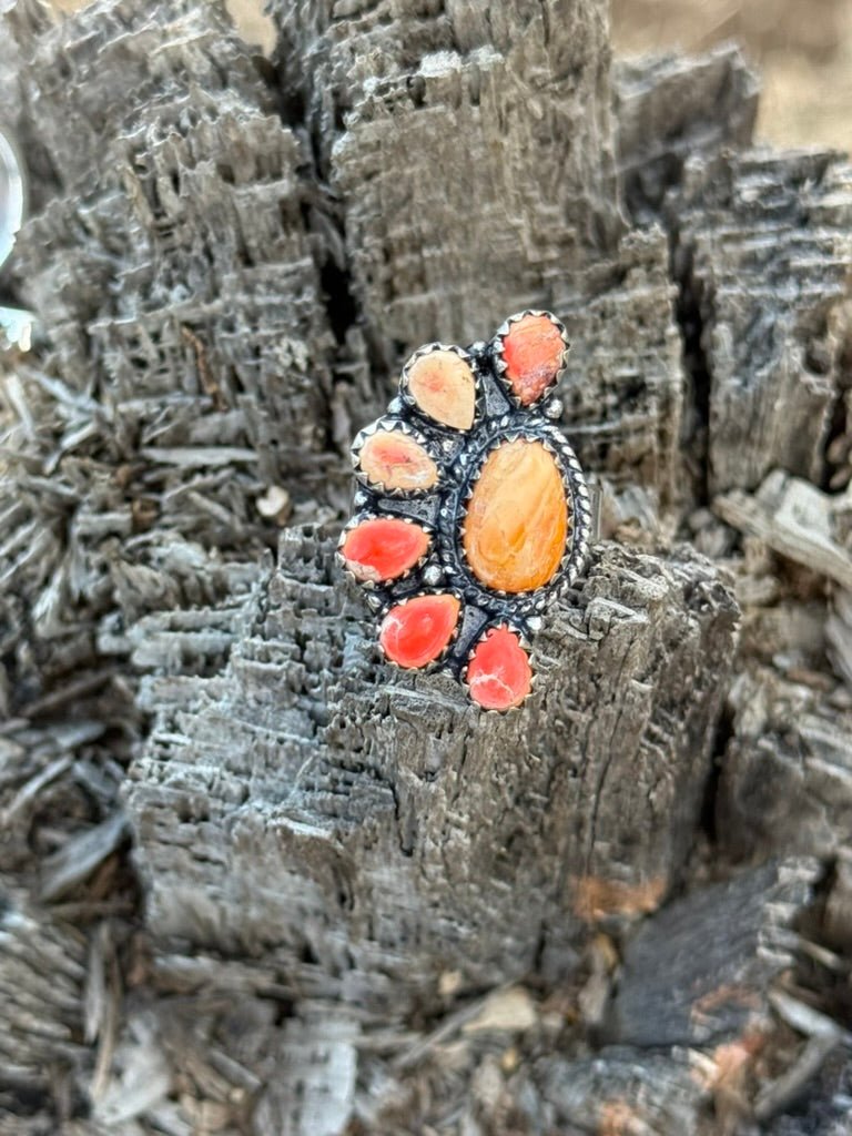Half Cluster Turquoise Adjustable RingTurq // Wild Horse