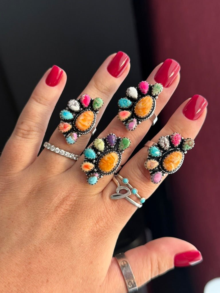 Half Cluster Turquoise Adjustable RingTurquoise