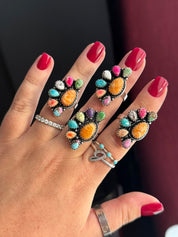 Half Cluster Turquoise Adjustable RingTurquoise