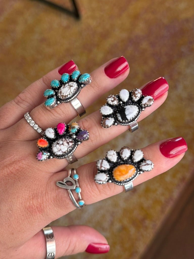 Half Cluster Turquoise Adjustable RingTurquoise