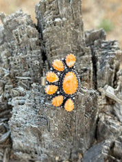 Half Cluster Turquoise Adjustable RingSpiny Oyster