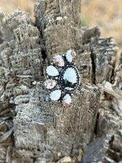 Half Cluster Turquoise Adjustable RingWild Horse // White Buffalo