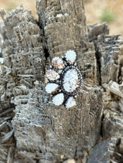 Half Cluster Turquoise Adjustable RingWild Horse