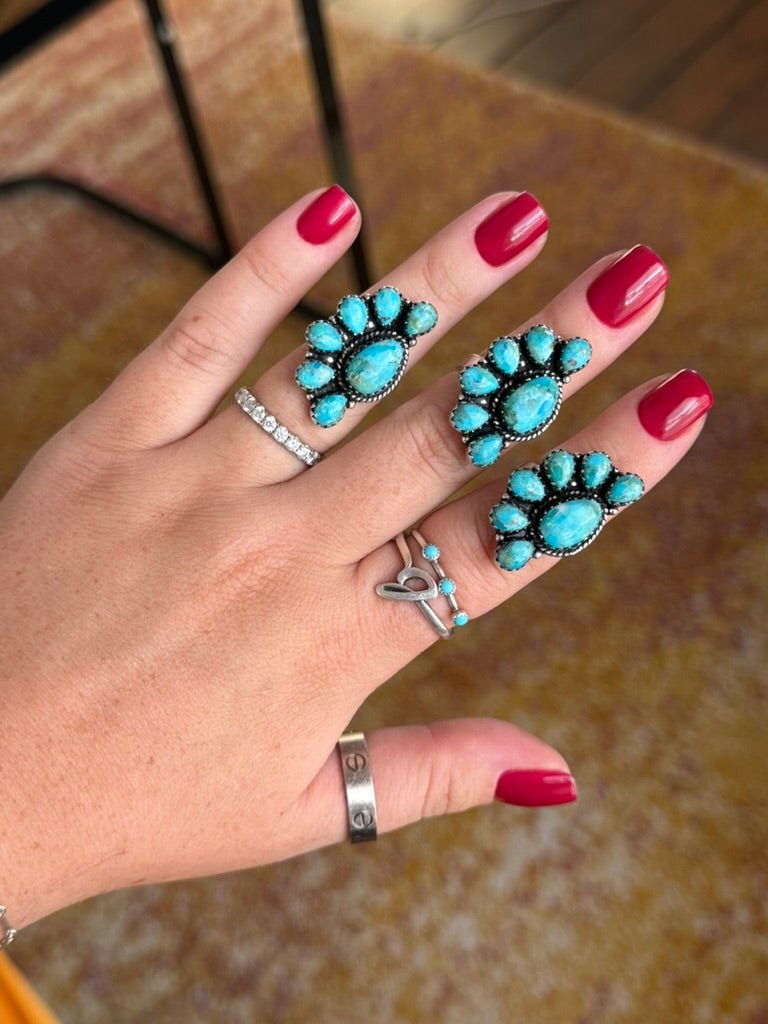 Half Cluster Turquoise Adjustable RingTurquoise
