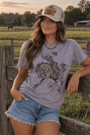 Halloween Cowgirl Bucking Horse Graphic TeePebbleS