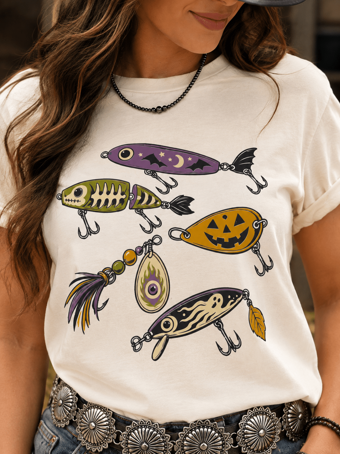 Halloween Fishing Lure Graphic TeeNaturalS