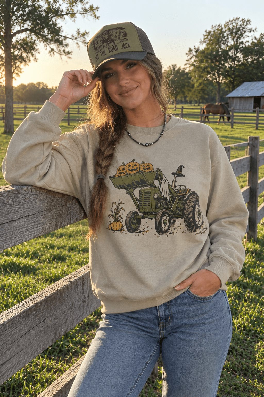 Halloween Tractor Graphic SweatshirtSandS