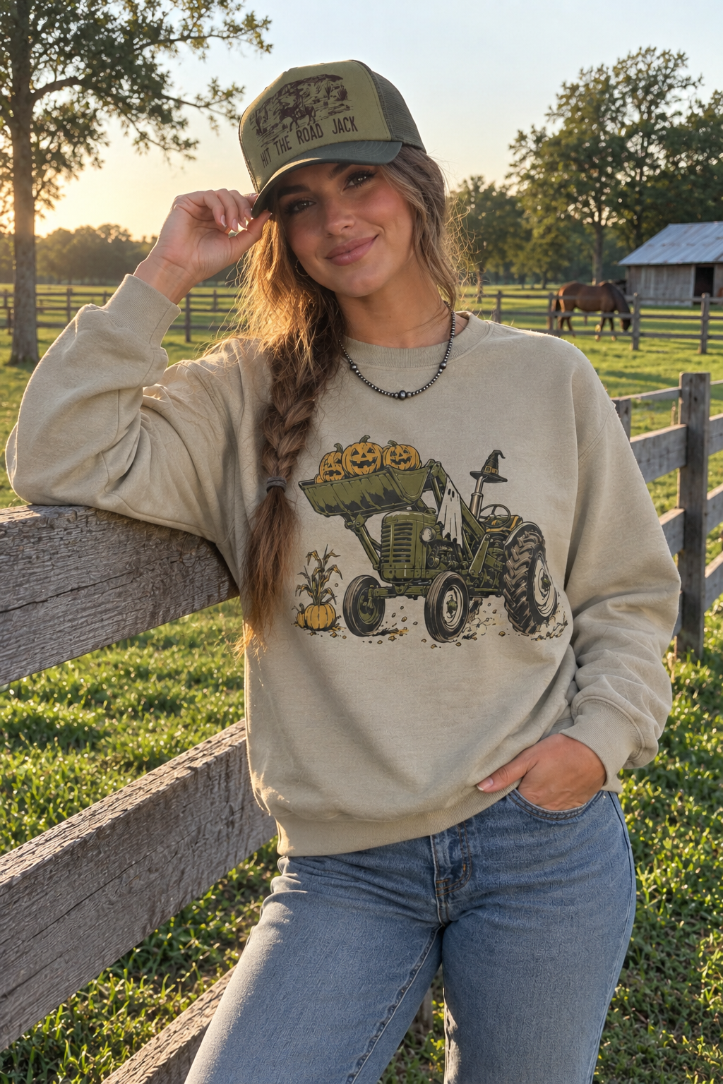 Halloween Tractor Graphic SweatshirtSandS