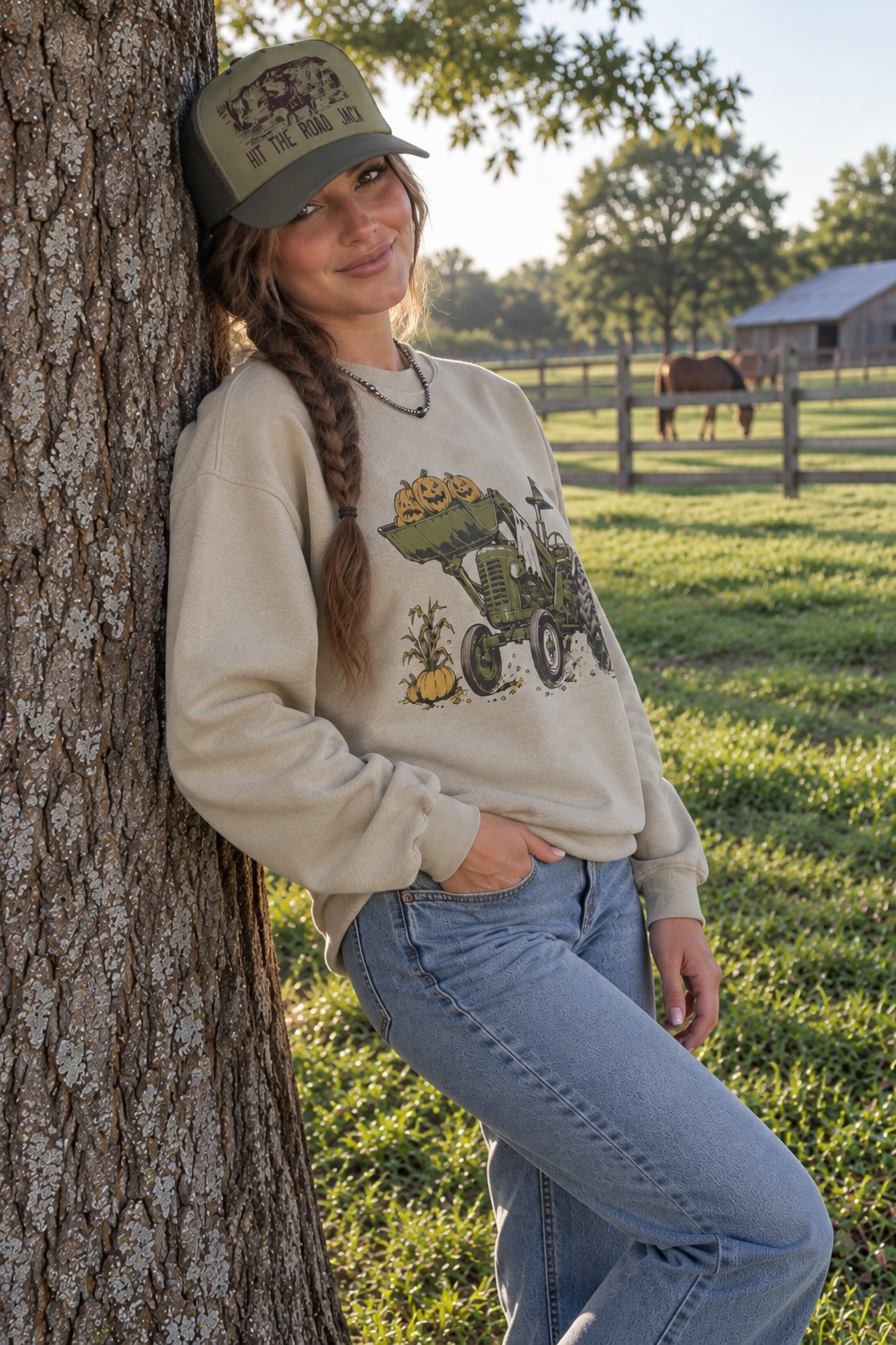 Halloween Tractor Graphic SweatshirtSandS
