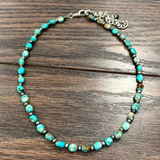 Handmade Oval Turquoise Beaded Necklace