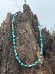 Handmade Oval Turquoise Beaded Necklace